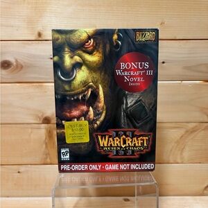 New 2002 Sealed Warcraft III Reign Of Chaos Pre Order Box with Bonus Novel